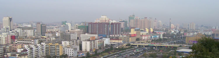 Ürümqi as seen through the haze from Red Hill (Hongshan) Park.