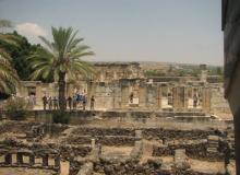 Ruins of the synagogue at Capernaum.