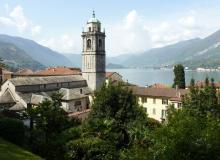 View of beautiful Lago di Como from the gardens around Villa Serbelloni in Bellagio.