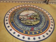 Seal of the State of West Virginia, on the carpet of the governor's office in the capitol. Photos by Marv Feldman