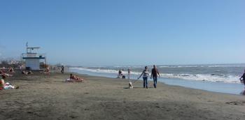 The beach in Ostia, Italy, in the off-season.